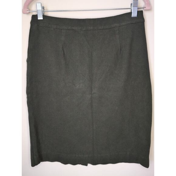 Skies are blue hunter green courdury button down med knee pencil skirt - Picture 2 of 6